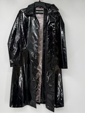 Jane Post Light patent vinyl Trench Raincoat Size XS